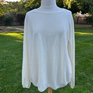 J Cashmere Soft Ivory Scoop Neck Cashmere Sweater Size 2X